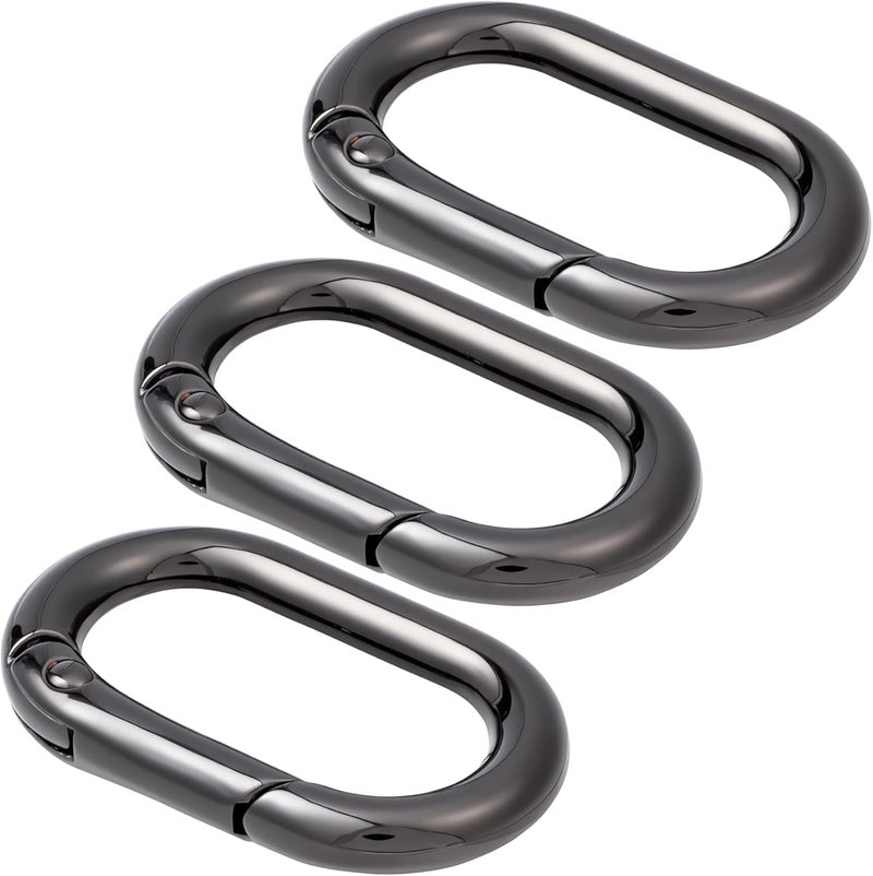 STSTR 3pcs Oval Spring Ring Clips, Metal Keyring Purse Clip, Heavy Duty Opening O Ring Carabiner for Keychains,Backpacks, Keys - Image 1